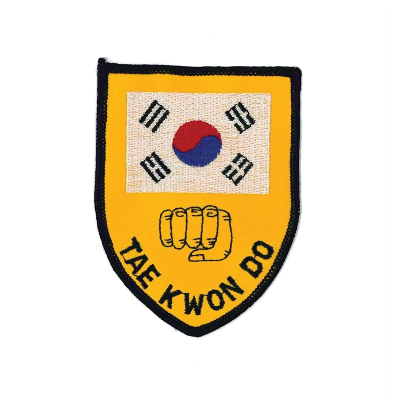 1159 TKD Fist & Flag Patch 4"H